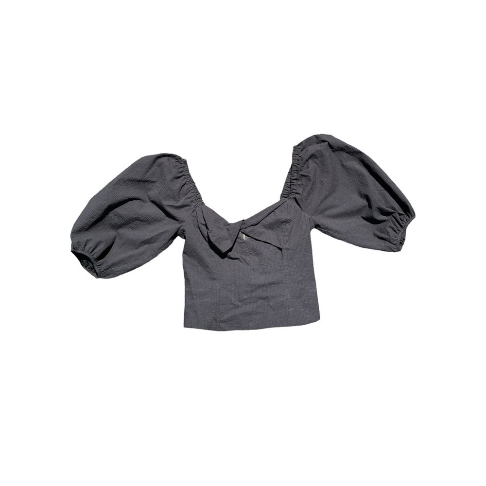 1. State Black Puff Gingham Check Pattern Sleeve … - image 5